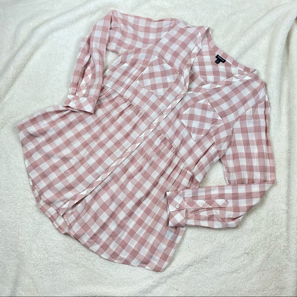 Torrid Pink Plaid Button Up Tunic Size 1 - Picture 7 of 11